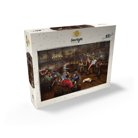 Lively Old West Saloon Gathering 100 Jigsaw Puzzle box view2