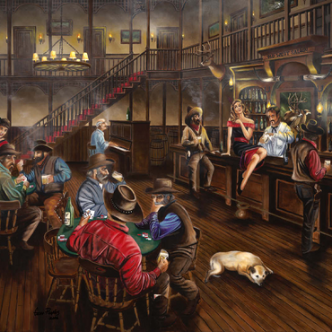 Lively Old West Saloon Gathering 100 Jigsaw Puzzle 3D Modell