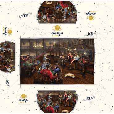 Lively Old West Saloon Gathering 100 Jigsaw Puzzle box 3D Modell