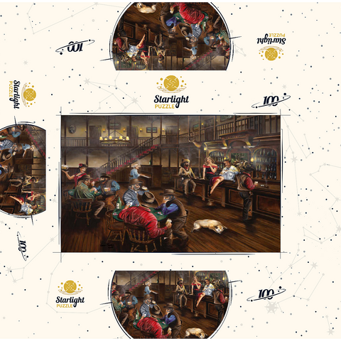 Lively Old West Saloon Gathering 100 Jigsaw Puzzle box 3D Modell