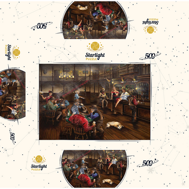 Lively Old West Saloon Gathering 500 Jigsaw Puzzle box 3D Modell