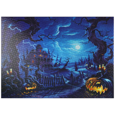puzzleplate Haunted Mansion under Full Moonlight 1000 Jigsaw Puzzle