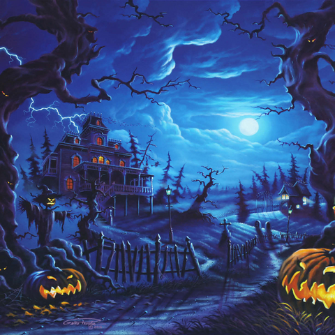 Haunted Mansion under Full Moonlight 1000 Jigsaw Puzzle 3D Modell