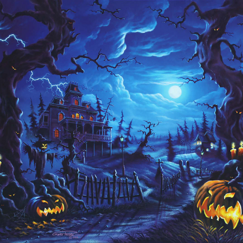Haunted Mansion under Full Moonlight 100 Jigsaw Puzzle 3D Modell