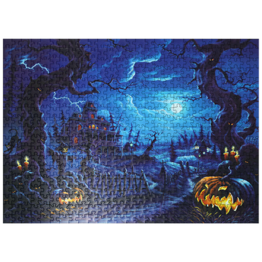 puzzleplate Haunted Mansion under Full Moonlight 500 Jigsaw Puzzle