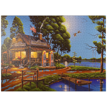 puzzleplate Vintage Lakeside Grocery and Gas Station 1000 Jigsaw Puzzle