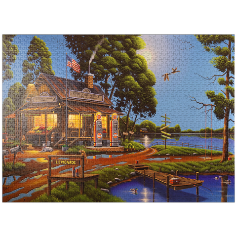 puzzleplate Vintage Lakeside Grocery and Gas Station 1000 Jigsaw Puzzle