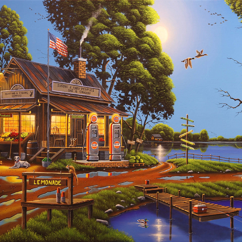 Vintage Lakeside Grocery and Gas Station 1000 Jigsaw Puzzle 3D Modell