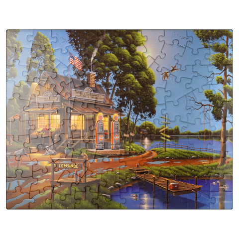 puzzleplate Vintage Lakeside Grocery and Gas Station 100 Jigsaw Puzzle
