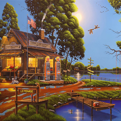 Vintage Lakeside Grocery and Gas Station 100 Jigsaw Puzzle 3D Modell