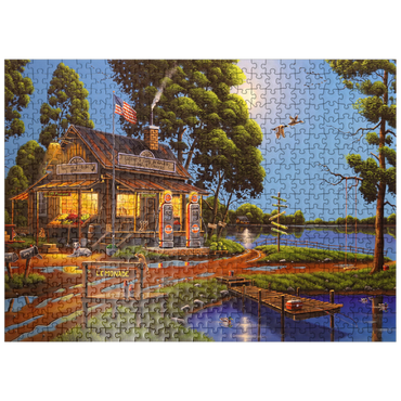 puzzleplate Vintage Lakeside Grocery and Gas Station 500 Jigsaw Puzzle