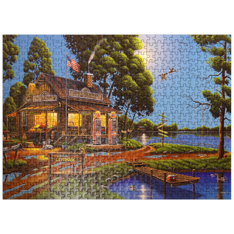 puzzleplate Vintage Lakeside Grocery and Gas Station 500 Jigsaw Puzzle
