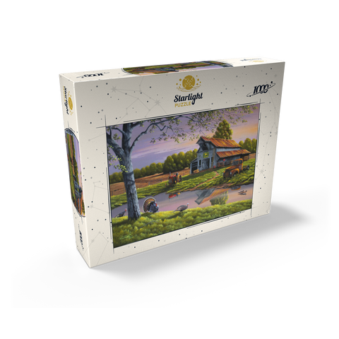 Vintage Farmyard at Sunset with Turkeys 1000 Jigsaw Puzzle box view2