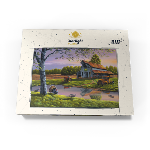 Vintage Farmyard at Sunset with Turkeys 1000 Jigsaw Puzzle box view3
