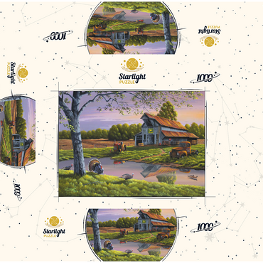 Vintage Farmyard at Sunset with Turkeys 1000 Jigsaw Puzzle box 3D Modell