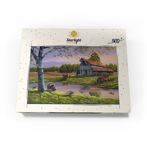 Vintage Farmyard at Sunset with Turkeys 500 Jigsaw Puzzle box view3