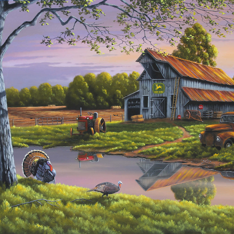 Vintage Farmyard at Sunset with Turkeys 500 Jigsaw Puzzle 3D Modell
