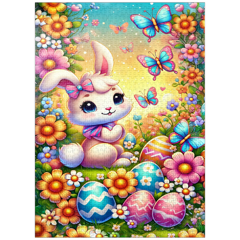 puzzleplate Easter Bunny with Colorful Eggs and Butterflies 1000 Jigsaw Puzzle