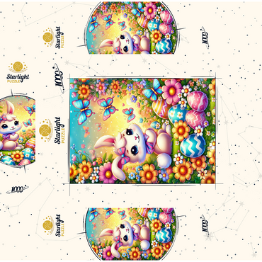 Easter Bunny with Colorful Eggs and Butterflies 1000 Jigsaw Puzzle box 3D Modell