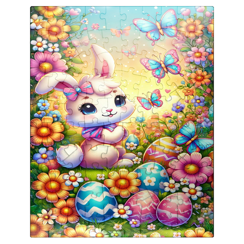 puzzleplate Easter Bunny with Colorful Eggs and Butterflies 100 Jigsaw Puzzle