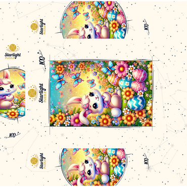 Easter Bunny with Colorful Eggs and Butterflies 100 Jigsaw Puzzle box 3D Modell