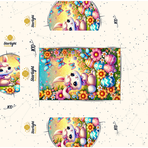 Easter Bunny with Colorful Eggs and Butterflies 100 Jigsaw Puzzle box 3D Modell