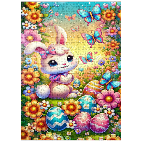 puzzleplate Easter Bunny with Colorful Eggs and Butterflies 500 Jigsaw Puzzle