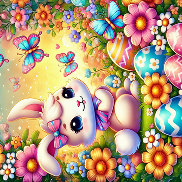 Easter Bunny with Colorful Eggs and Butterflies 500 Jigsaw Puzzle 3D Modell