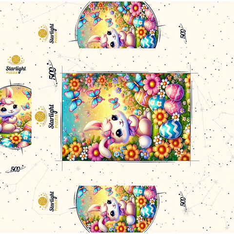 Easter Bunny with Colorful Eggs and Butterflies 500 Jigsaw Puzzle box 3D Modell