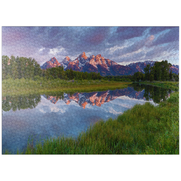 puzzleplate Grand Teton Mountains at Sunrise with Reflection 1000 Jigsaw Puzzle