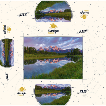 Grand Teton Mountains at Sunrise with Reflection 1000 Jigsaw Puzzle box 3D Modell