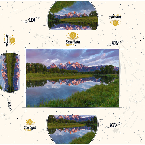 Grand Teton Mountains at Sunrise with Reflection 100 Jigsaw Puzzle box 3D Modell