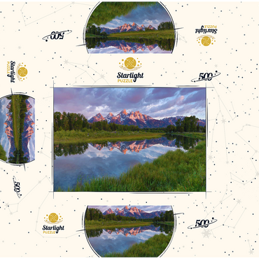 Grand Teton Mountains at Sunrise with Reflection 500 Jigsaw Puzzle box 3D Modell