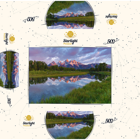 Grand Teton Mountains at Sunrise with Reflection 500 Jigsaw Puzzle box 3D Modell