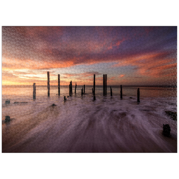 puzzleplate Port Willunga Jetty Ruins at Sunset 1000 Jigsaw Puzzle