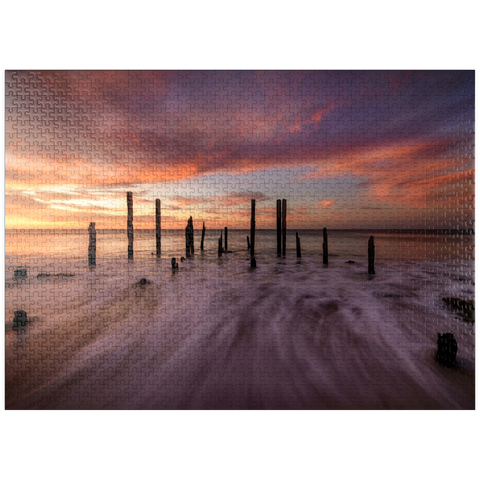 puzzleplate Port Willunga Jetty Ruins at Sunset 1000 Jigsaw Puzzle