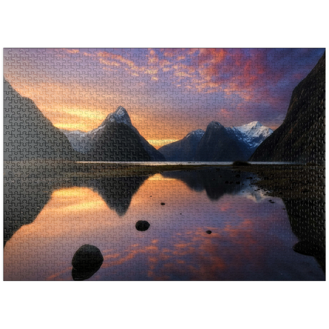 puzzleplate Milford Sound at Sunset, New Zealand 1000 Jigsaw Puzzle