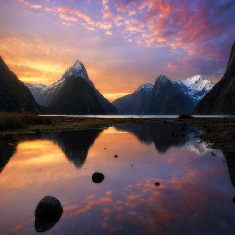 Milford Sound at Sunset, New Zealand 100 Jigsaw Puzzle 3D Modell