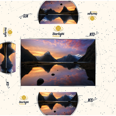 Milford Sound at Sunset, New Zealand 100 Jigsaw Puzzle box 3D Modell