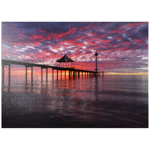 puzzleplate Brighton Jetty Sunset Reflection, South Australia 1000 Jigsaw Puzzle