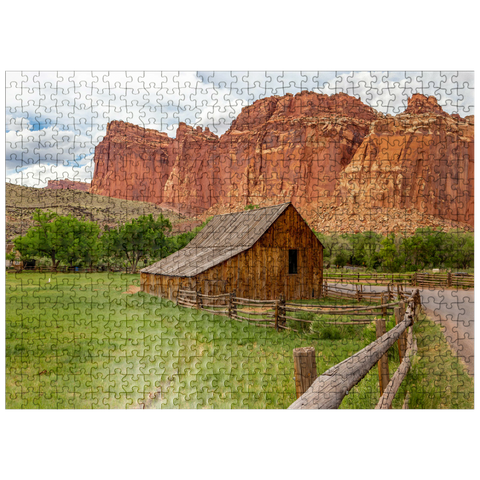 puzzleplate Rustic Barn in Capitol Reef National Park 500 Jigsaw Puzzle