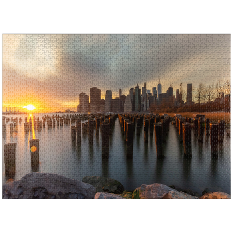 puzzleplate Sunset Over Manhattan Skyline from Brooklyn 1000 Jigsaw Puzzle