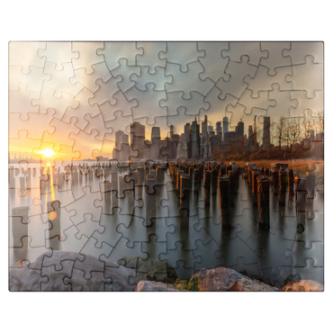 puzzleplate Sunset Over Manhattan Skyline from Brooklyn 100 Jigsaw Puzzle