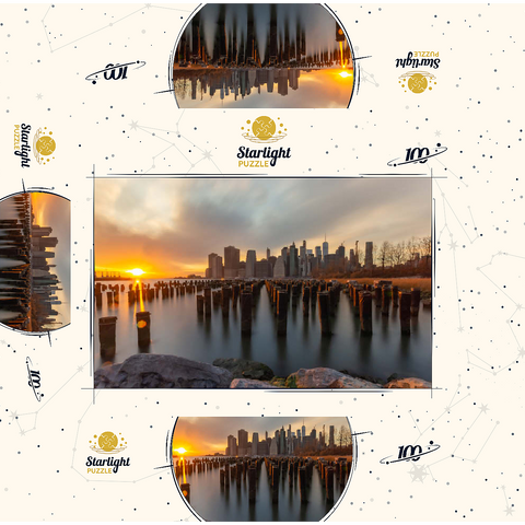 Sunset Over Manhattan Skyline from Brooklyn 100 Jigsaw Puzzle box 3D Modell