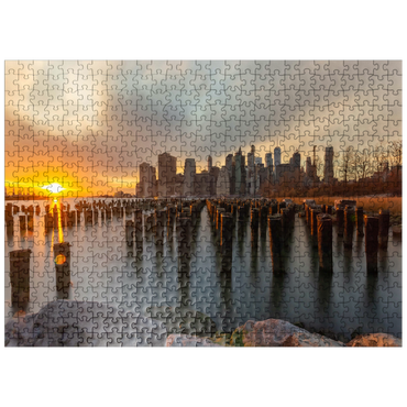 puzzleplate Sunset Over Manhattan Skyline from Brooklyn 500 Jigsaw Puzzle
