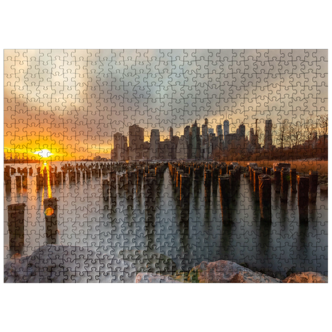 puzzleplate Sunset Over Manhattan Skyline from Brooklyn 500 Jigsaw Puzzle