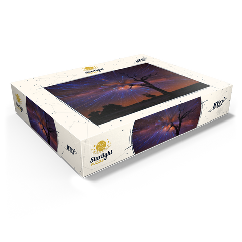 Radiant Starburst Sky over Lone Tree at Night 1000 Jigsaw Puzzle box view1