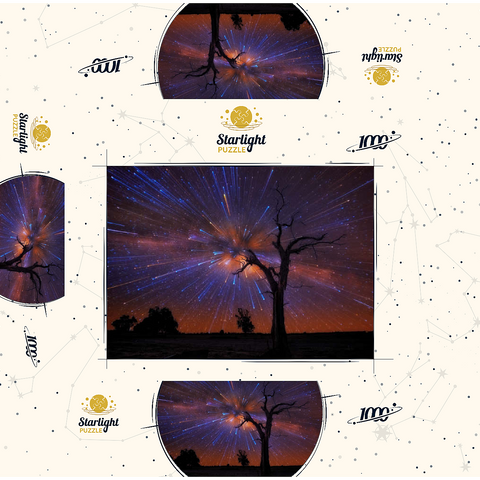 Radiant Starburst Sky over Lone Tree at Night 1000 Jigsaw Puzzle box 3D Modell