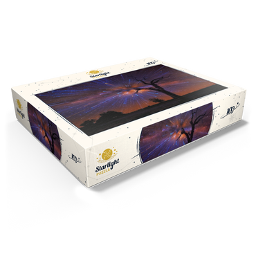 Radiant Starburst Sky over Lone Tree at Night 100 Jigsaw Puzzle box view1