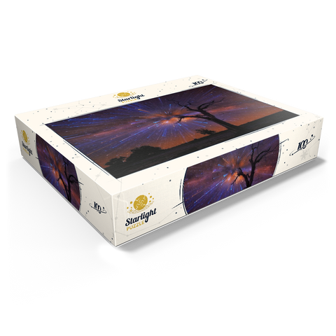 Radiant Starburst Sky over Lone Tree at Night 100 Jigsaw Puzzle box view1